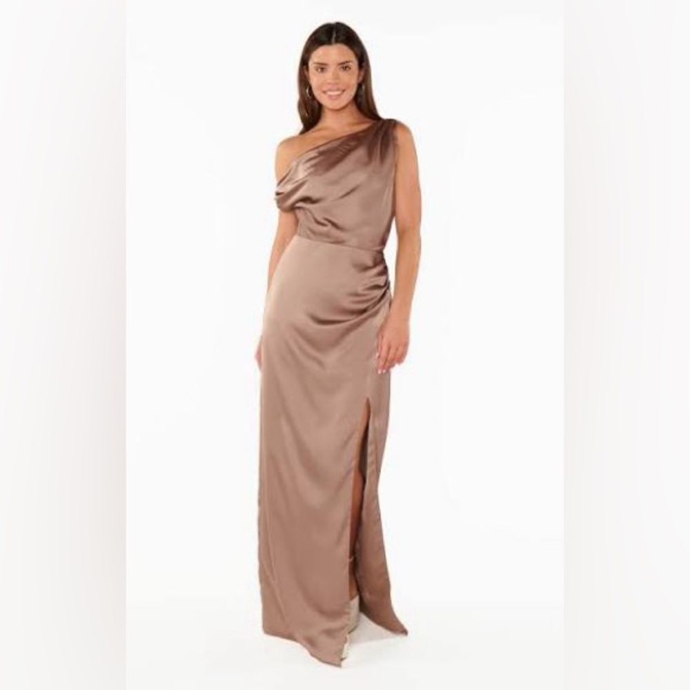 Show Me Your Mumu Jodie Dress in Dune Luxe Satin